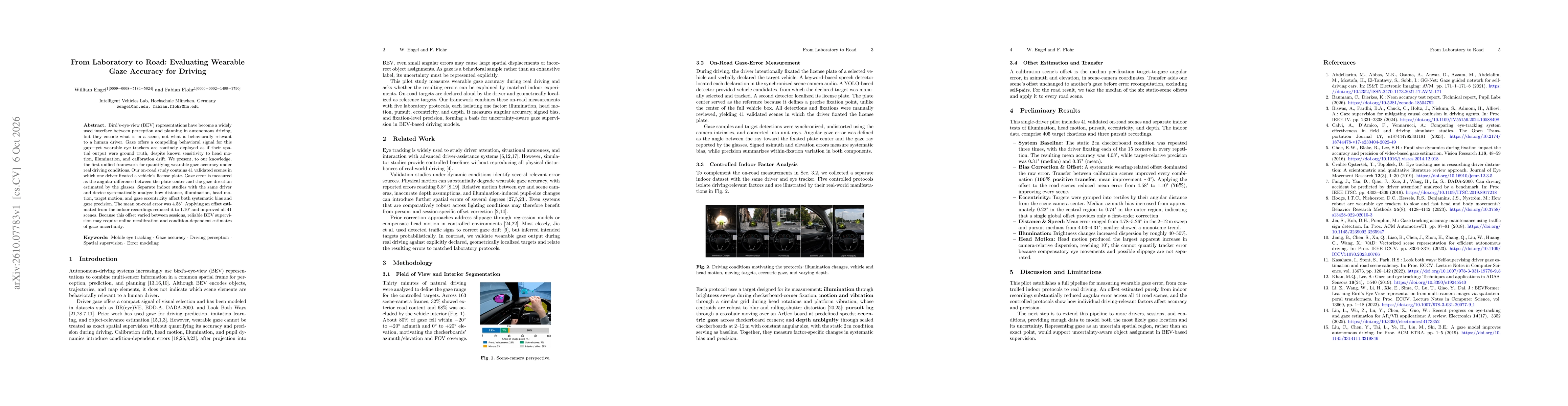 Thumbnail for From Laboratory to Road: Evaluating Wearable Gaze Accuracy for Driving