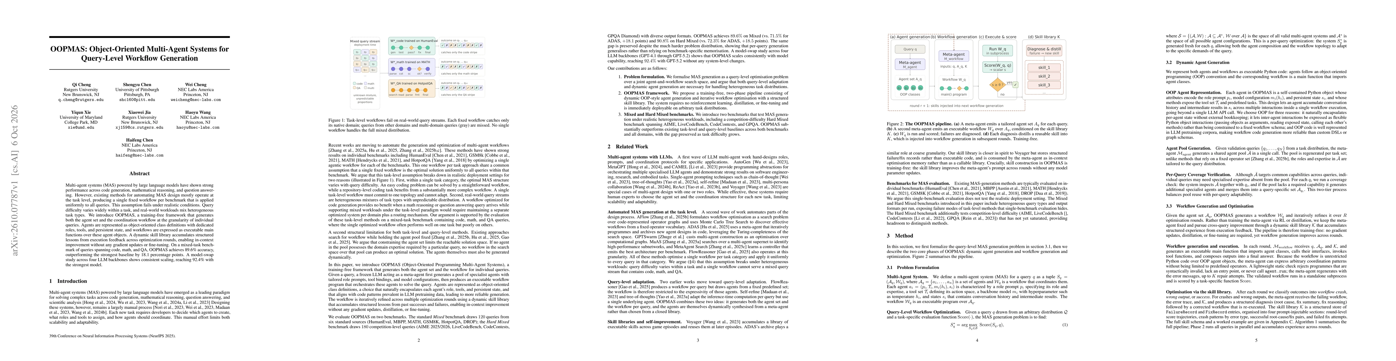 Thumbnail for OOPMAS: Object-Oriented Multi-Agent Systems for Query-Level Workflow Generation