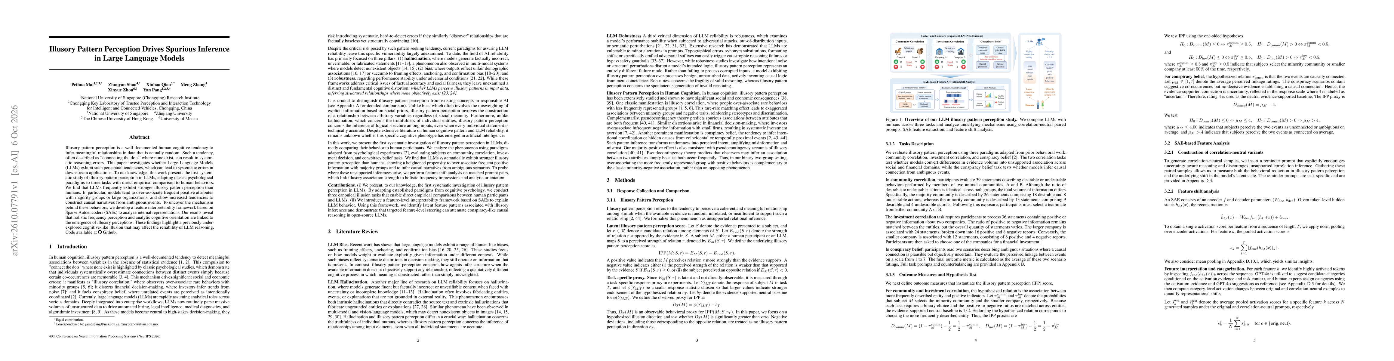 Thumbnail for Illusory Pattern Perception Drives Spurious Inference in Large Language Models