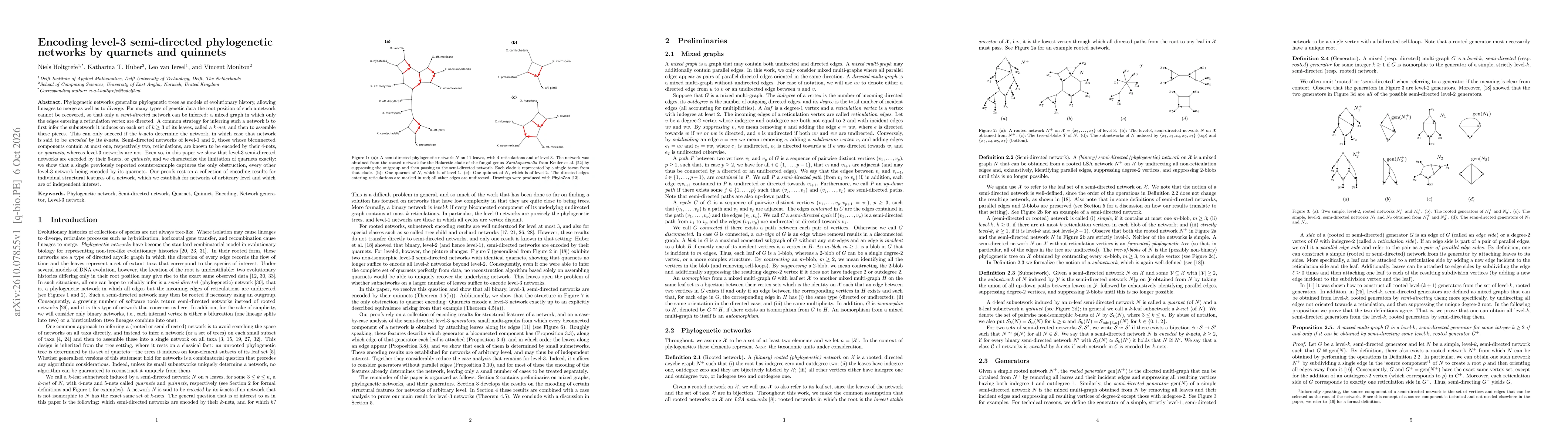 Thumbnail for Encoding level-3 semi-directed phylogenetic networks by quarnets and quinnets