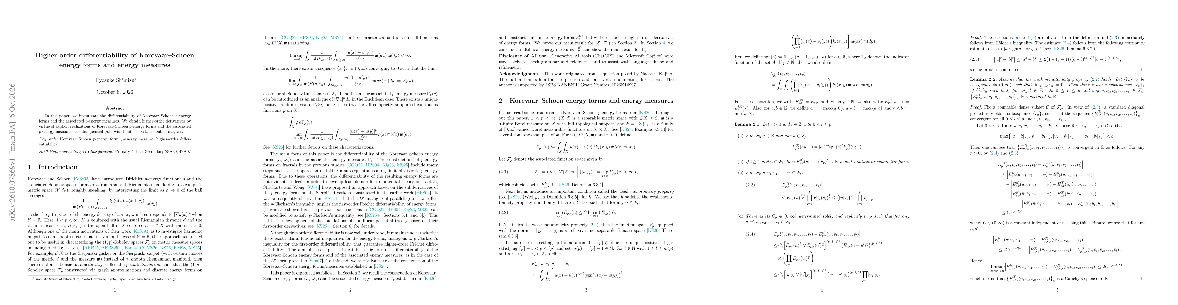 Thumbnail for Higher-order differentiability of Korevaar--Schoen energy forms and energy measures