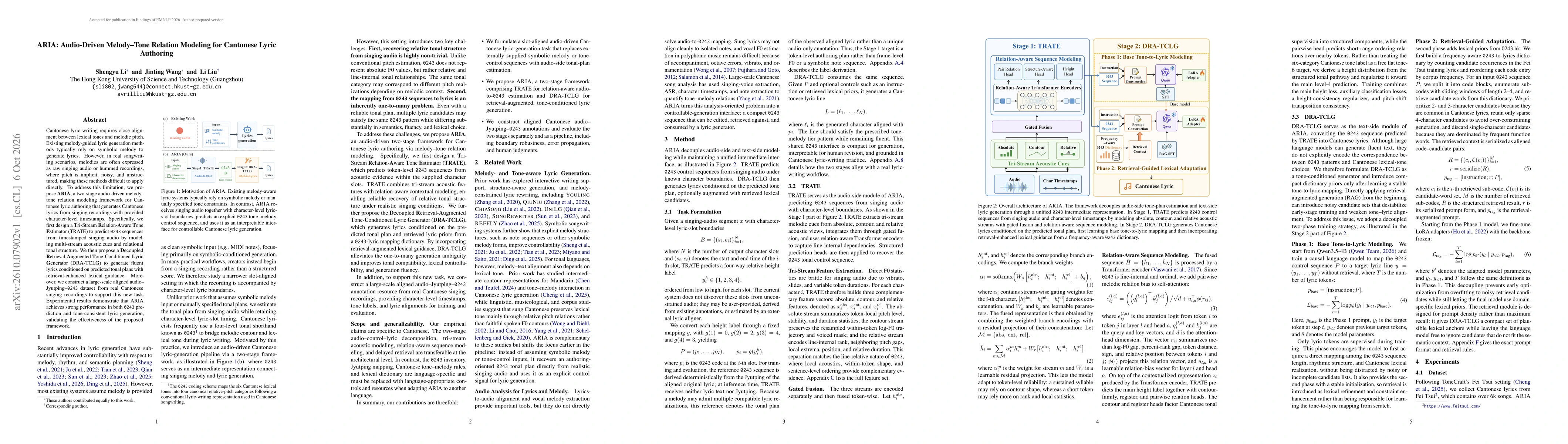 Thumbnail for ARIA: Audio-Driven Melody-Tone Relation Modeling for Cantonese Lyric Authoring