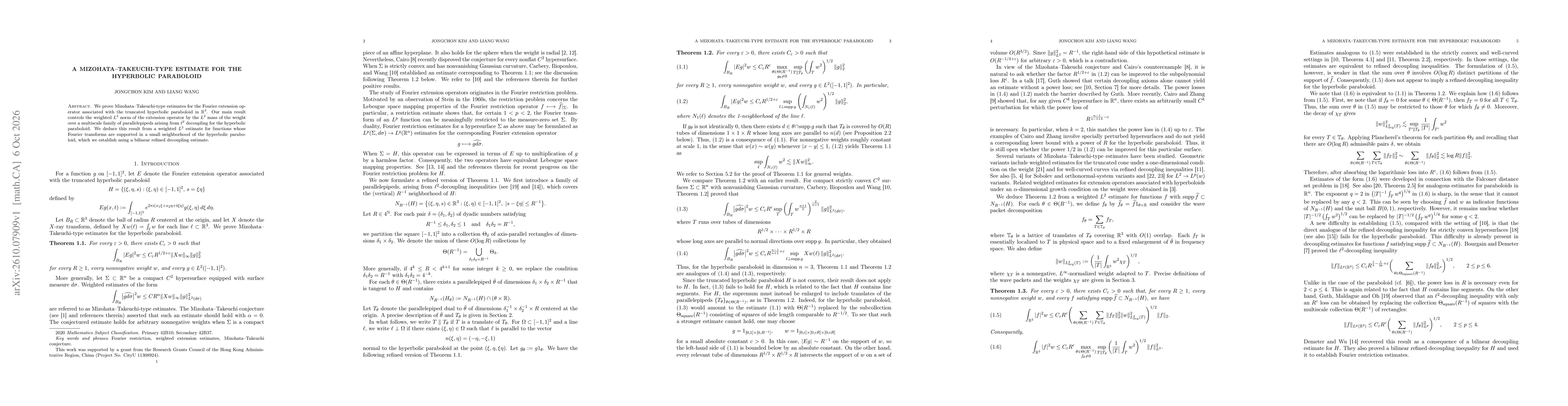 Thumbnail for A Mizohata--Takeuchi-type estimate for the hyperbolic paraboloid