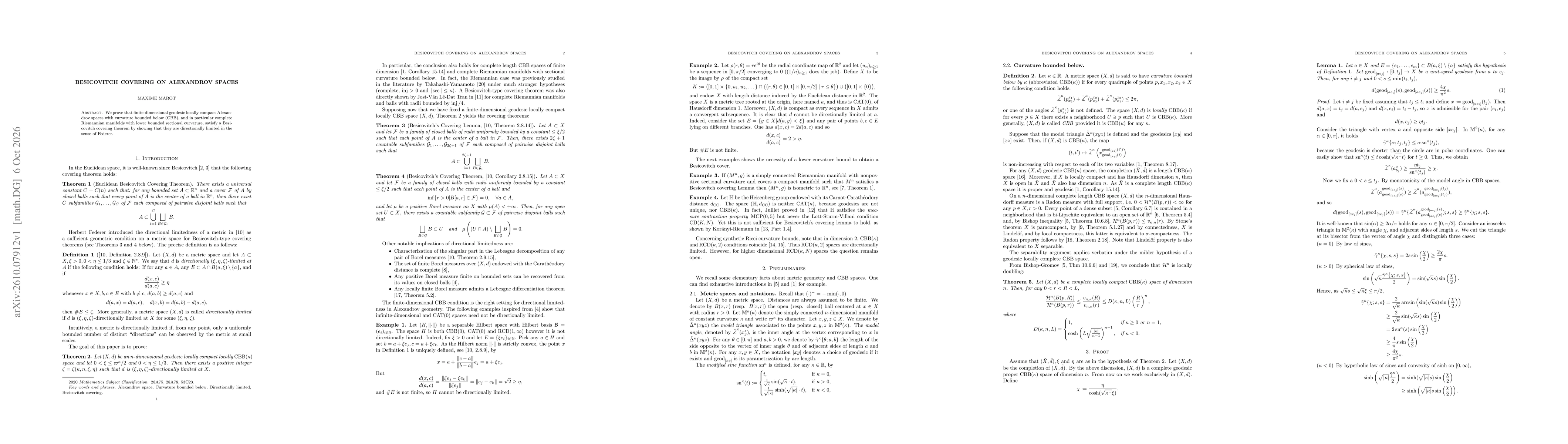 Thumbnail for Besicovitch Covering on Alexandrov Spaces