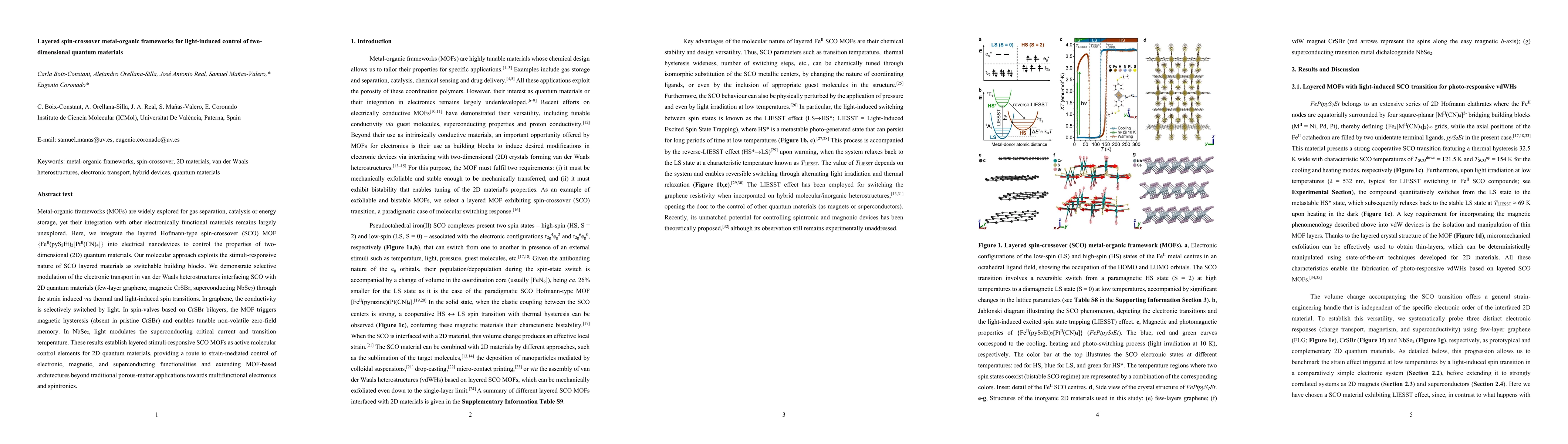 Thumbnail for Layered spin-crossover metal-organic frameworks for light-induced control of two-dimensional quantum materials