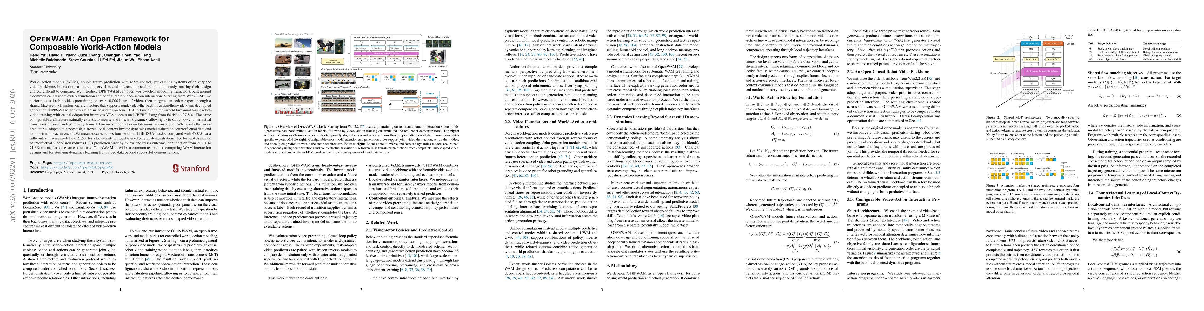 Thumbnail for OpenWAM: An Open Framework for Composable World-Action Models