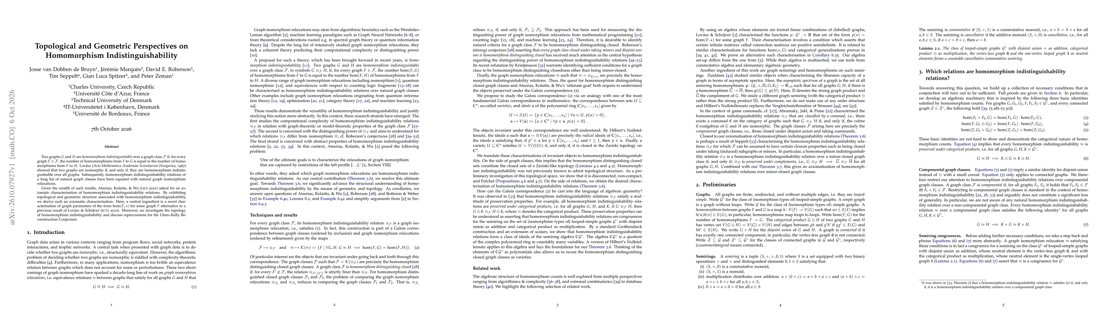 Thumbnail for Topological and Geometric Perspectives on Homomorphism Indistinguishability