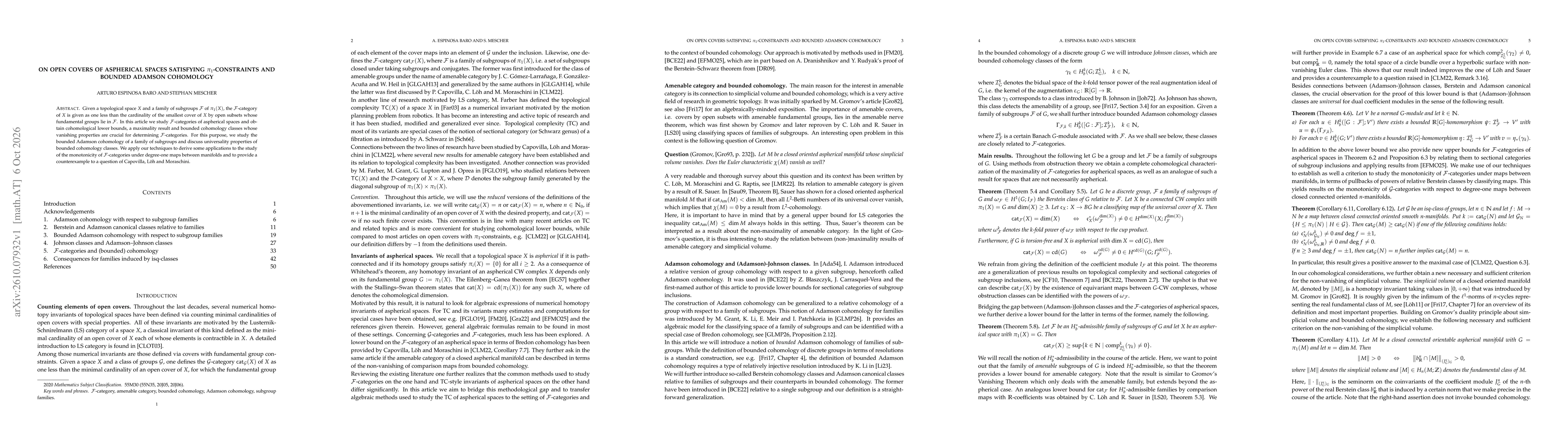 Thumbnail for On open covers of aspherical spaces satisfying $π_1$-constraints and bounded Adamson cohomology