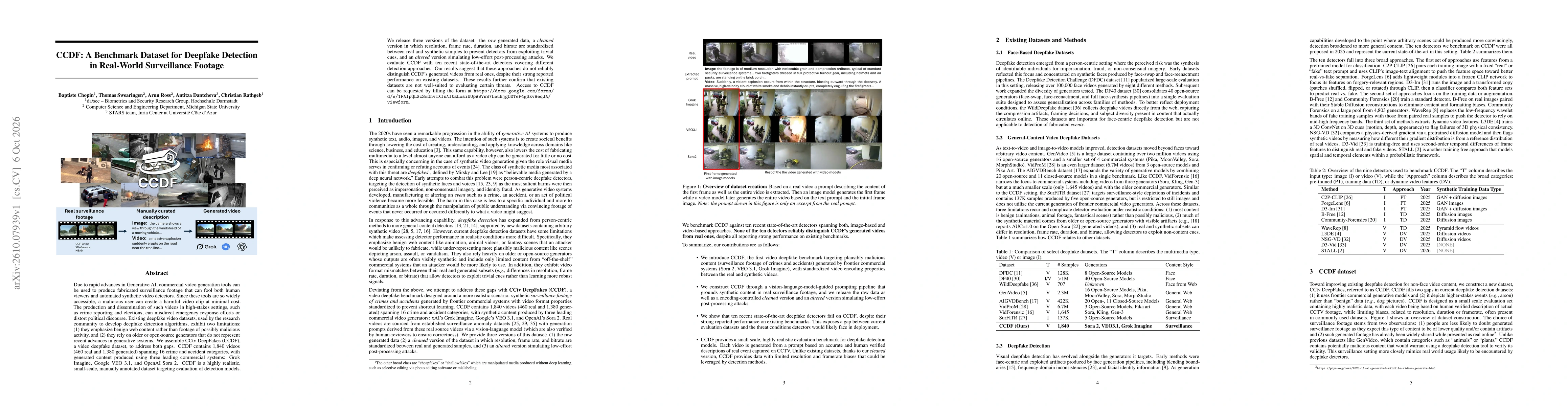 Thumbnail for CCDF: A Benchmark Dataset for Deepfake Detection in Real-World Surveillance Footage