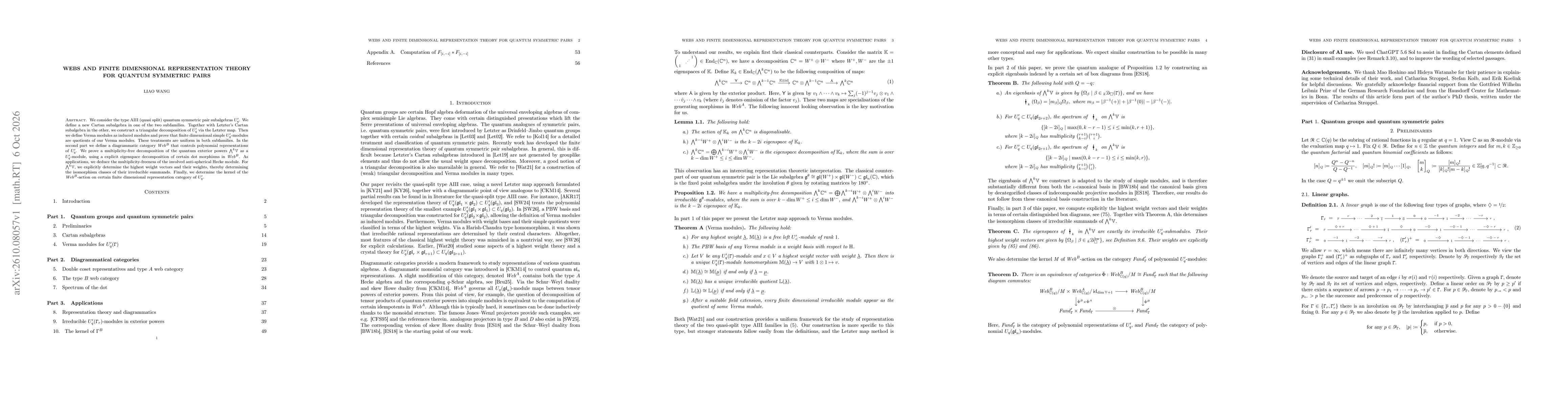 Thumbnail for Webs and finite dimensional Representation theory for quantum symmetric pairs