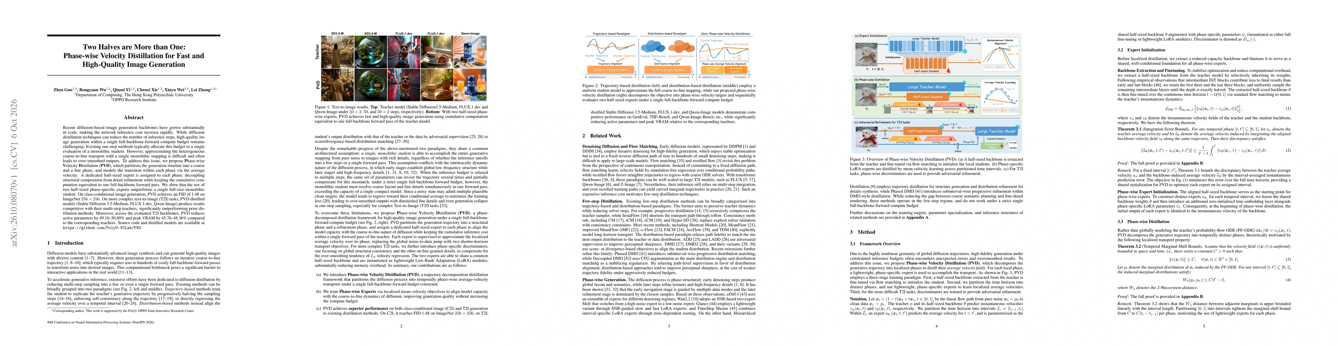 Thumbnail for Two Halves are More than One: Phase-wise Velocity Distillation for Fast and High-Quality Image Generation