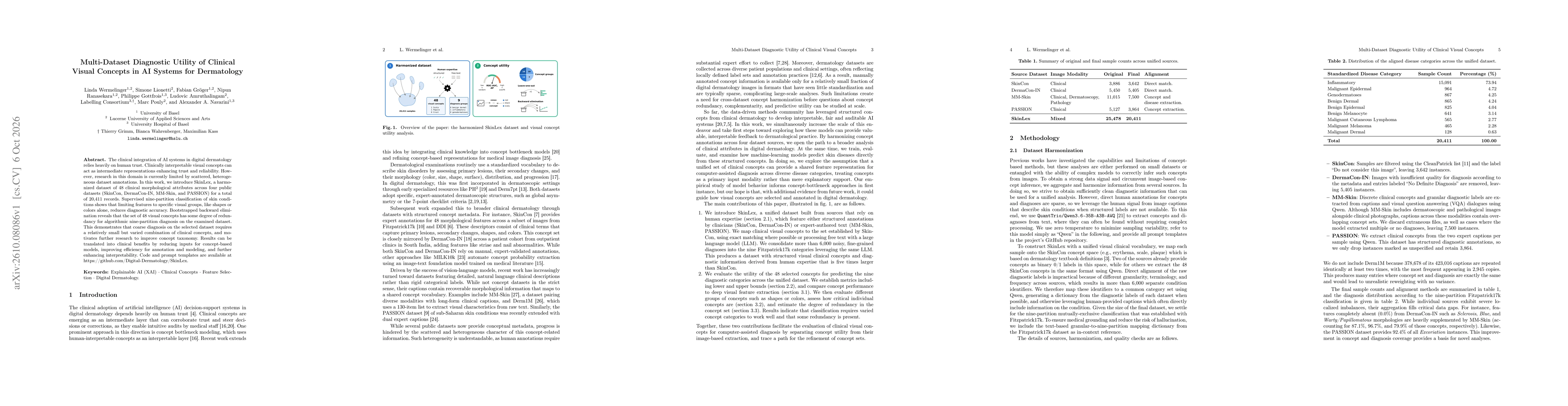 Thumbnail for Multi-Dataset Diagnostic Utility of Clinical Visual Concepts in AI Systems for Dermatology