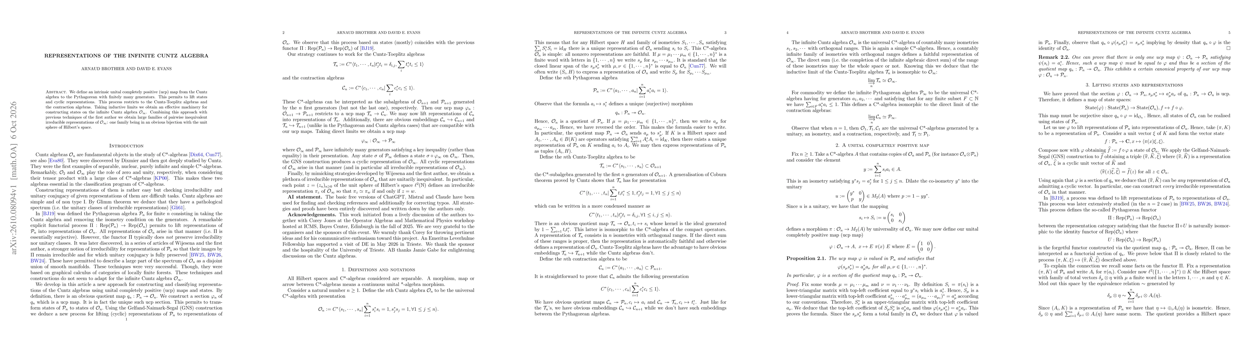 Thumbnail for Representations of the infinite Cuntz algebra