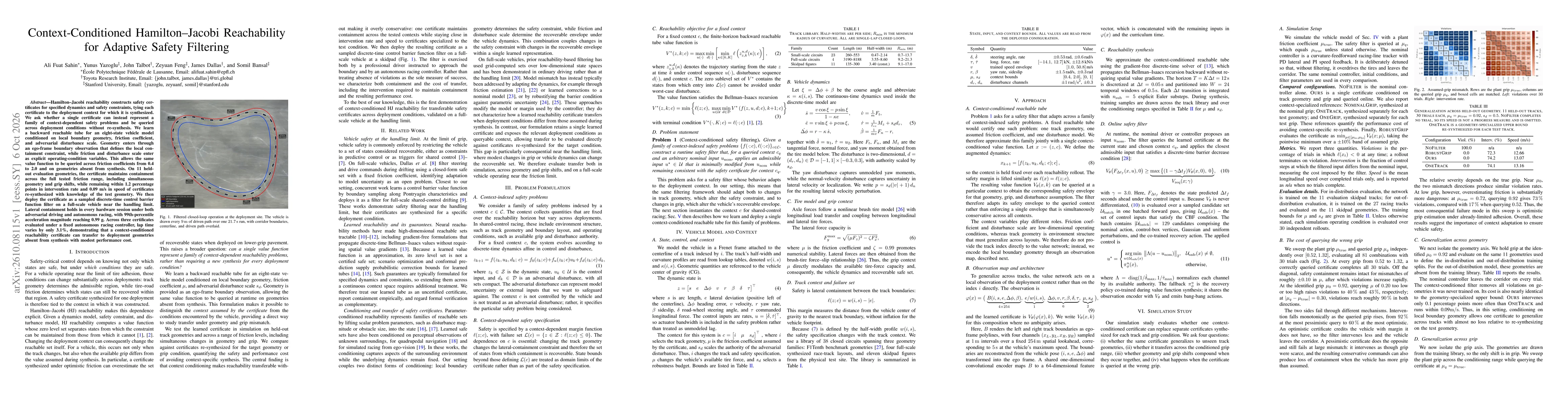Thumbnail for Context-Conditioned Hamilton-Jacobi Reachability for Adaptive Safety Filtering