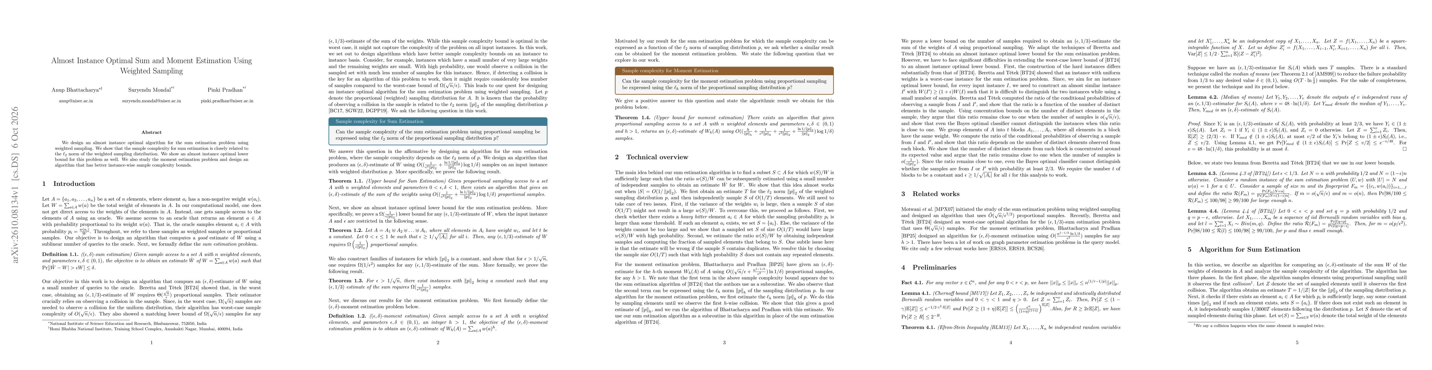 Thumbnail for Almost Instance Optimal Sum and Moment Estimation Using Weighted Sampling