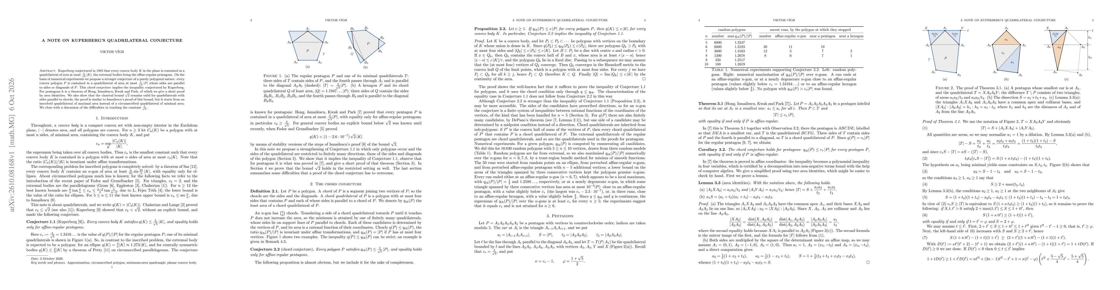 Thumbnail for A note on Kuperberg's quadrilateral conjecture