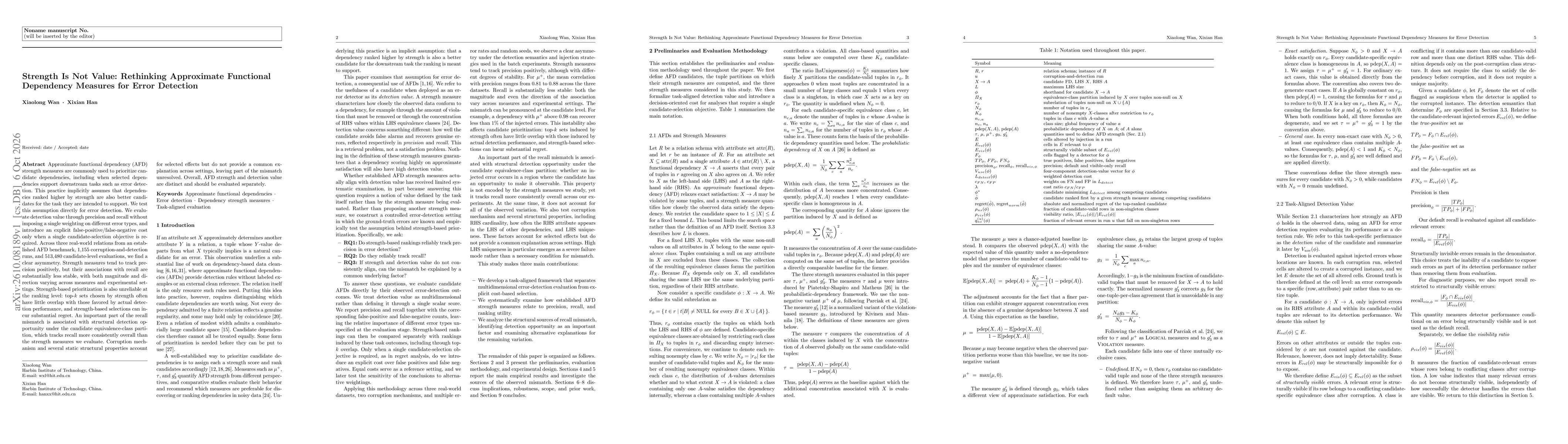 Thumbnail for Strength Is Not Value: Rethinking Approximate Functional Dependency Measures for Error Detection