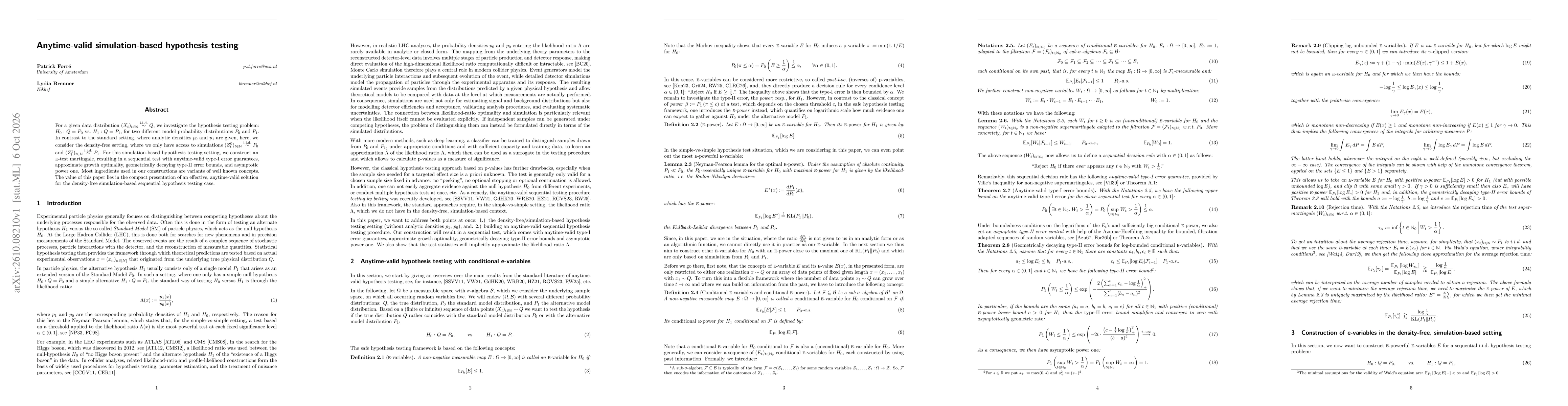 Thumbnail for Anytime-valid simulation-based hypothesis testing