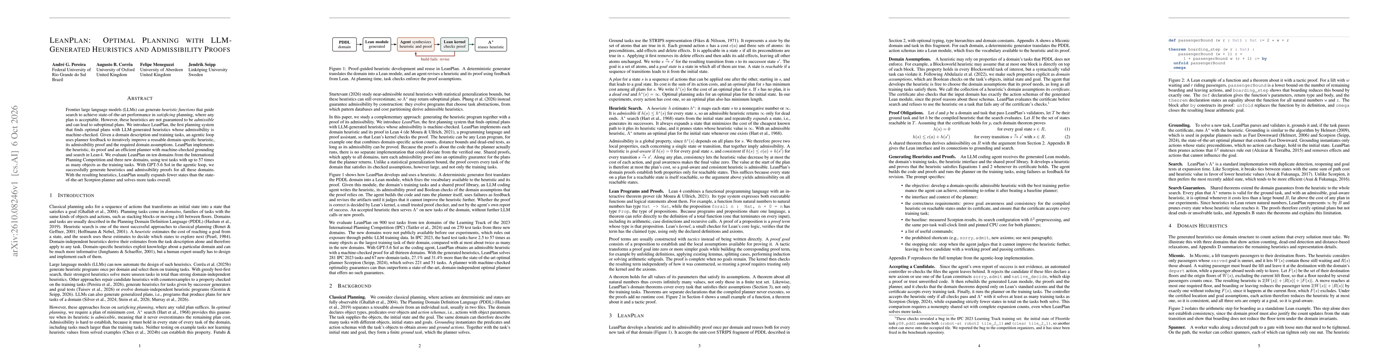 Thumbnail for LeanPlan: Optimal Planning with LLM-Generated Heuristics and Admissibility Proofs