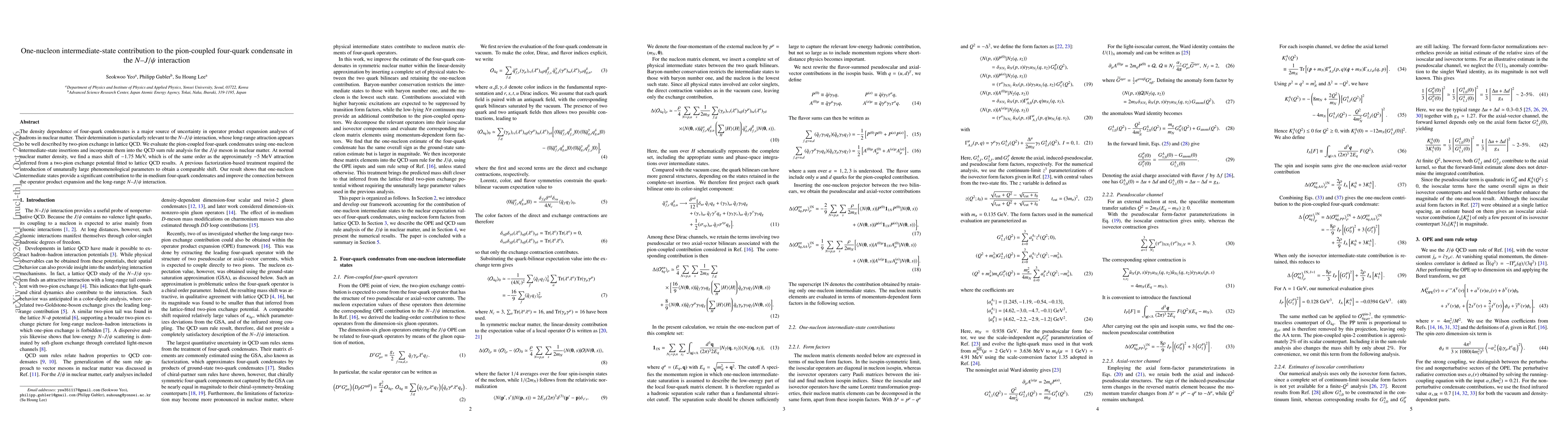 Thumbnail for One-nucleon intermediate-state contribution to the pion-coupled four-quark condensate in the $N$--$J/ψ$ interaction