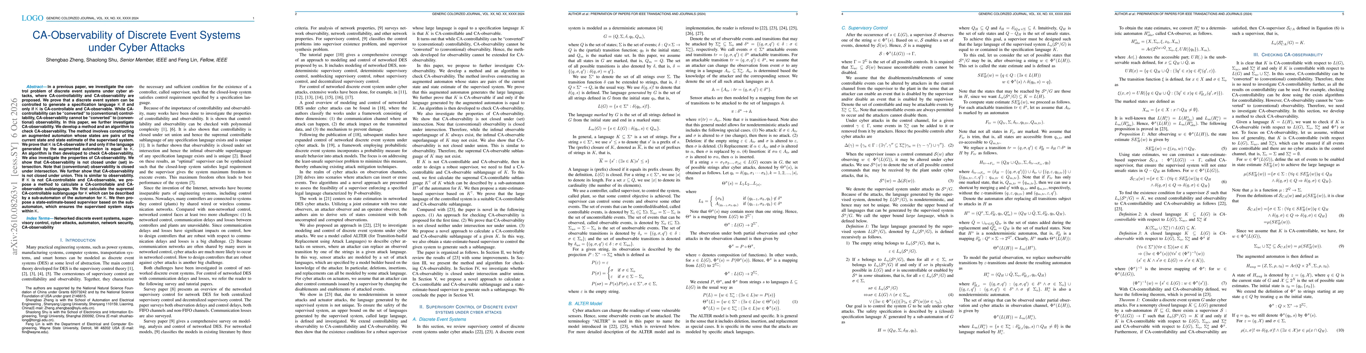 Thumbnail for CA-Observability of Discrete Event Systems under Cyber Attacks