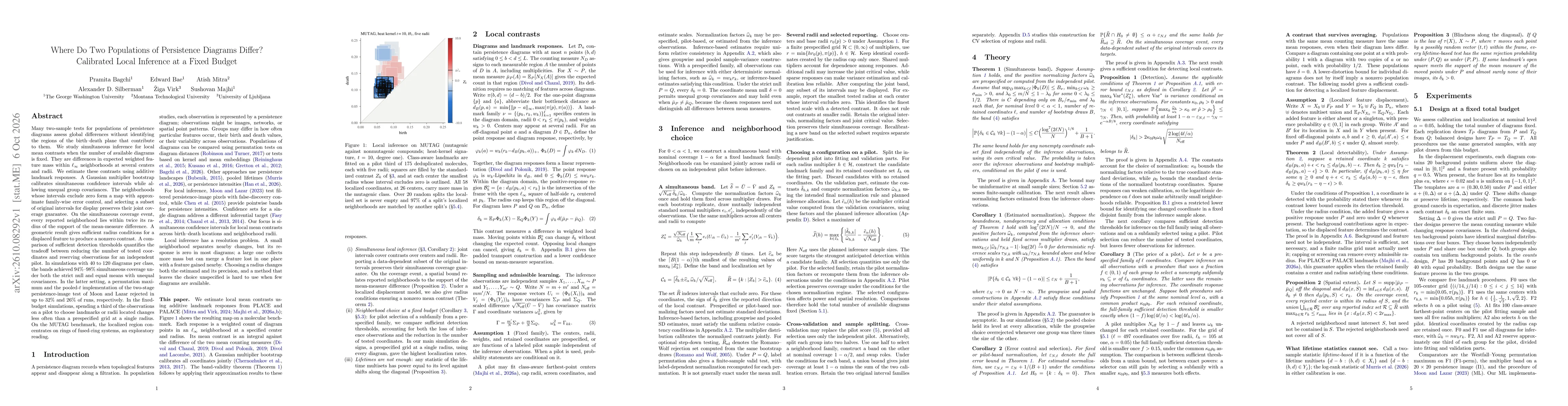 Thumbnail for Where Do Two Populations of Persistence Diagrams Differ? Calibrated Local Inference at a Fixed Budget