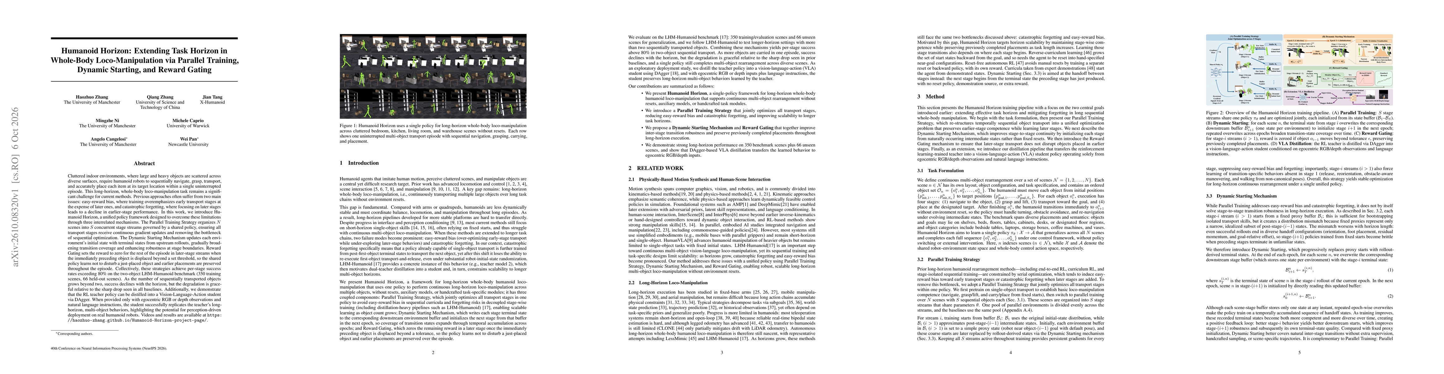 Thumbnail for Humanoid Horizon: Extending Task Horizon in Whole-Body Loco-Manipulation via Parallel Training, Dynamic Starting, and Reward Gating
