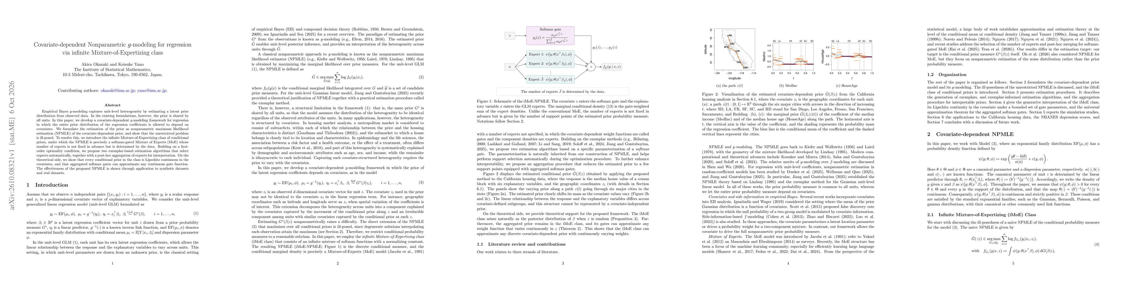 Thumbnail for Covariate-dependent Nonparametric $g$-modeling for regression via infinite Mixture-of-Expertizing class