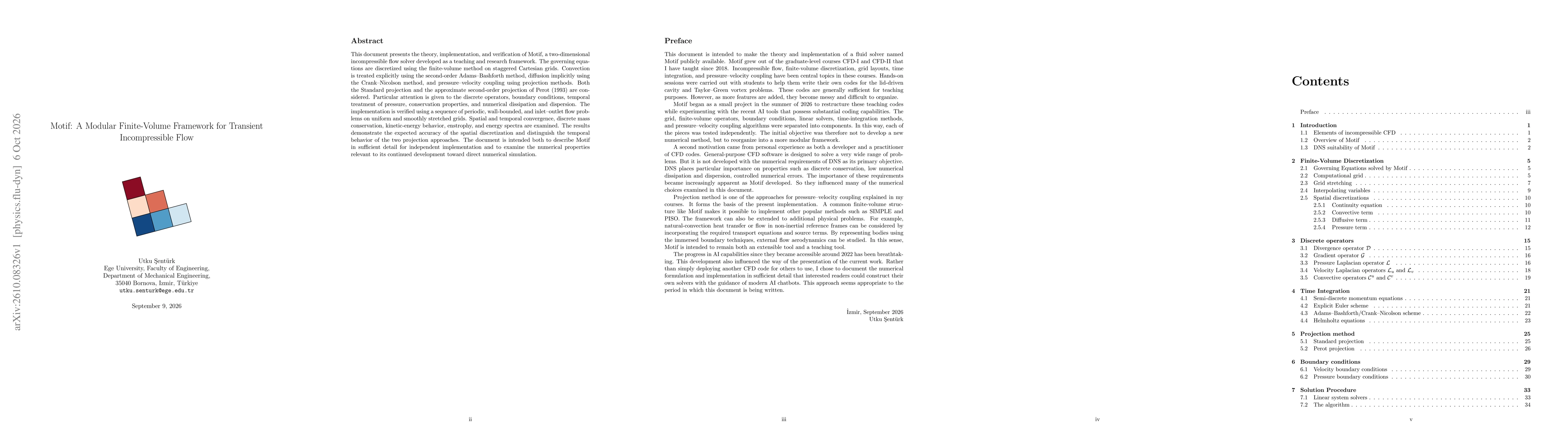 Thumbnail for Motif: A Modular Finite-Volume Framework for Transient Incompressible Flow