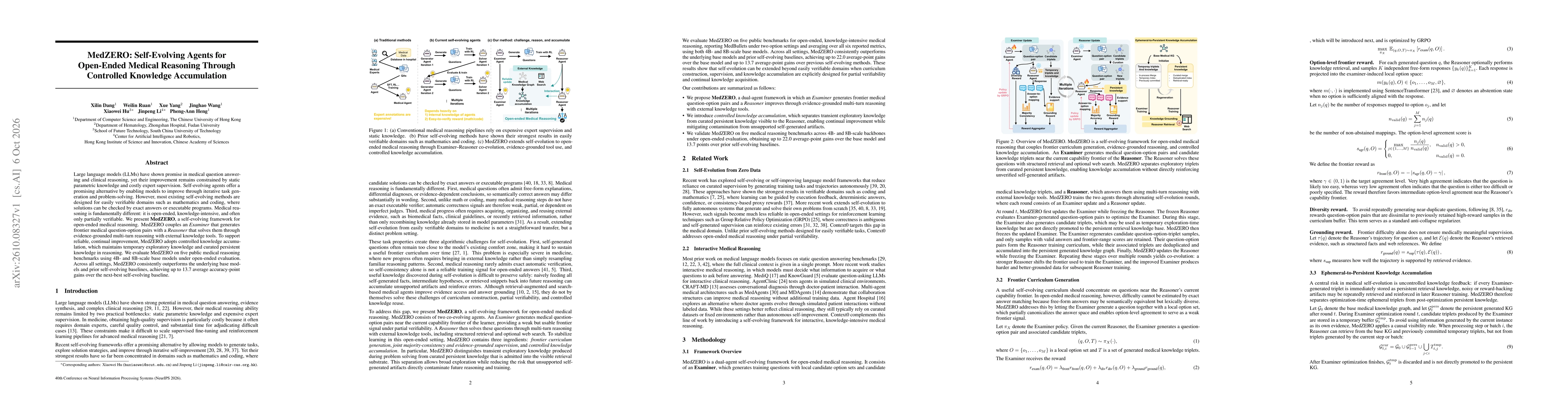 Thumbnail for MedZERO: Self-Evolving Agents for Open-Ended Medical Reasoning Through Controlled Knowledge Accumulation