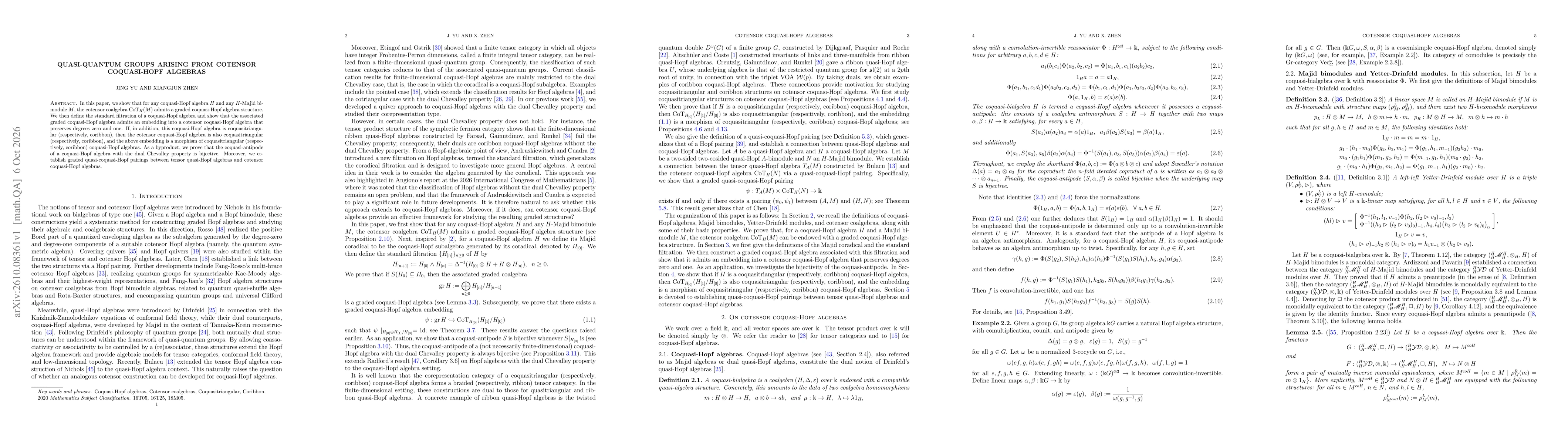 Thumbnail for Quasi-quantum groups arising from cotensor coquasi-Hopf algebras