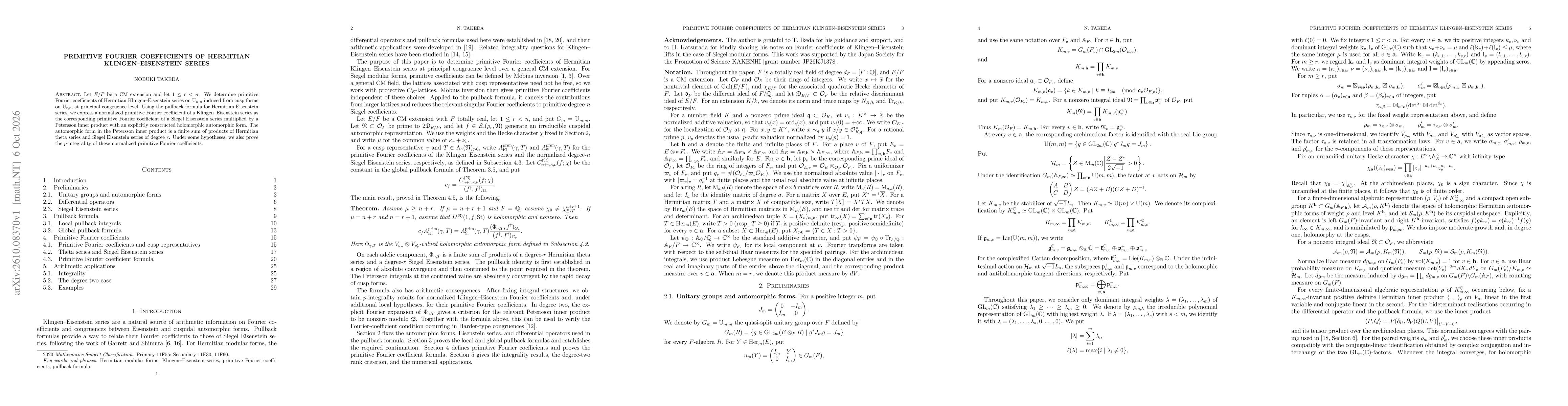 Thumbnail for Primitive Fourier Coefficients of Hermitian Klingen-Eisenstein Series