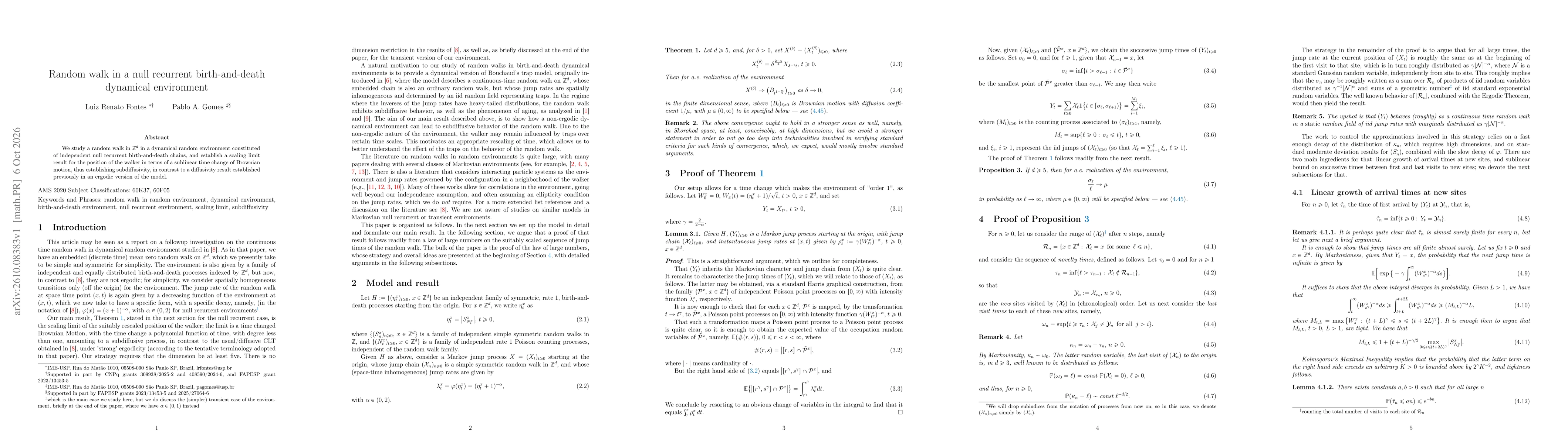 Thumbnail for Random walk in a null recurrent birth-and-death dynamical environment