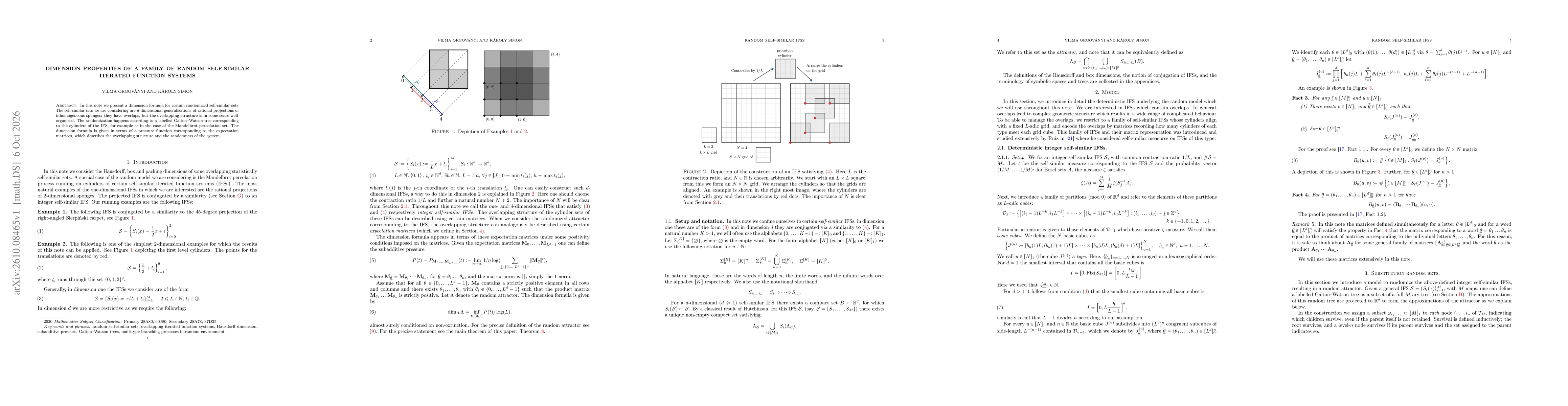 Thumbnail for Dimension properties of a family of random self-similar iterated function systems