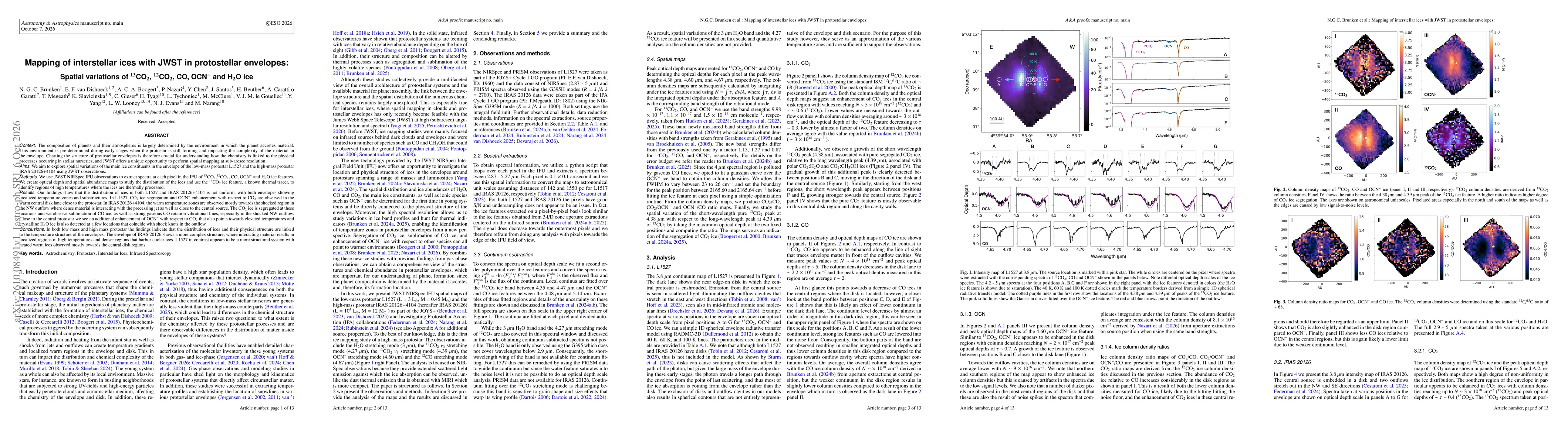 Thumbnail for Mapping of interstellar ices with JWST in protostellar envelopes: Spatial variations of $^{13}$CO$_2$, $^{12}$CO$_2$, CO, OCN$^-$ and H$_2$O ice