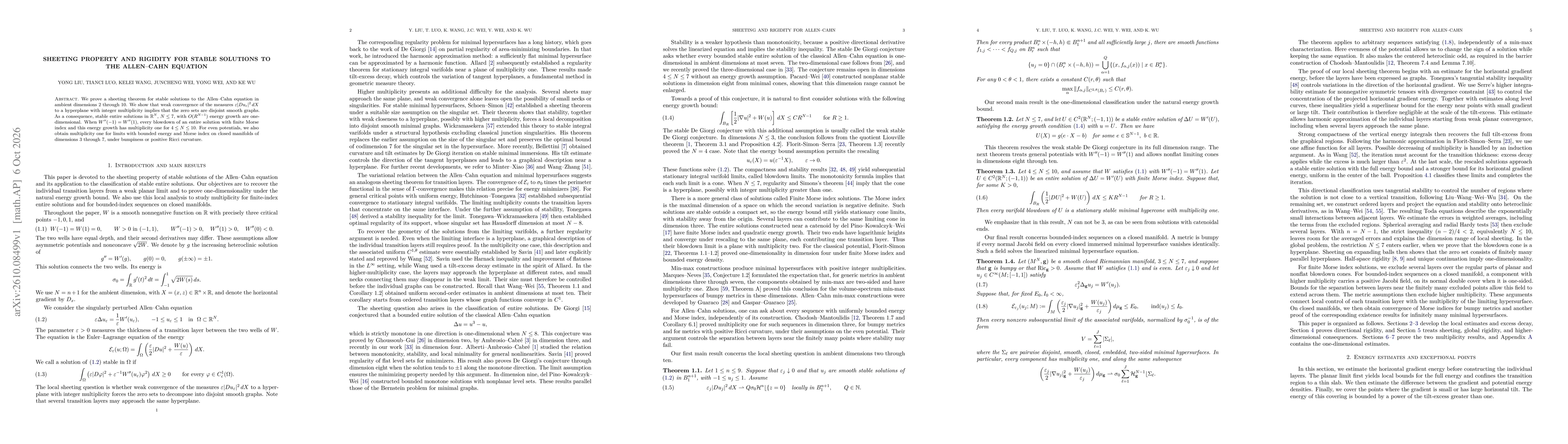 Thumbnail for Sheeting property and rigidity for stable solutions to the Allen--Cahn equation