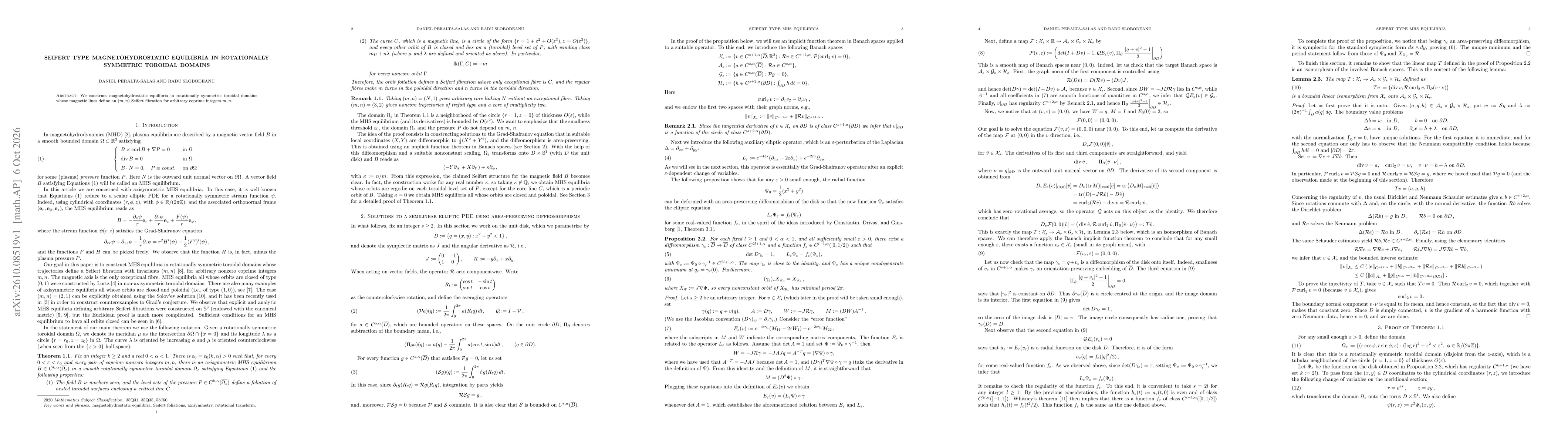 Thumbnail for Seifert type magnetohydrostatic equilibria in rotationally symmetric toroidal domains