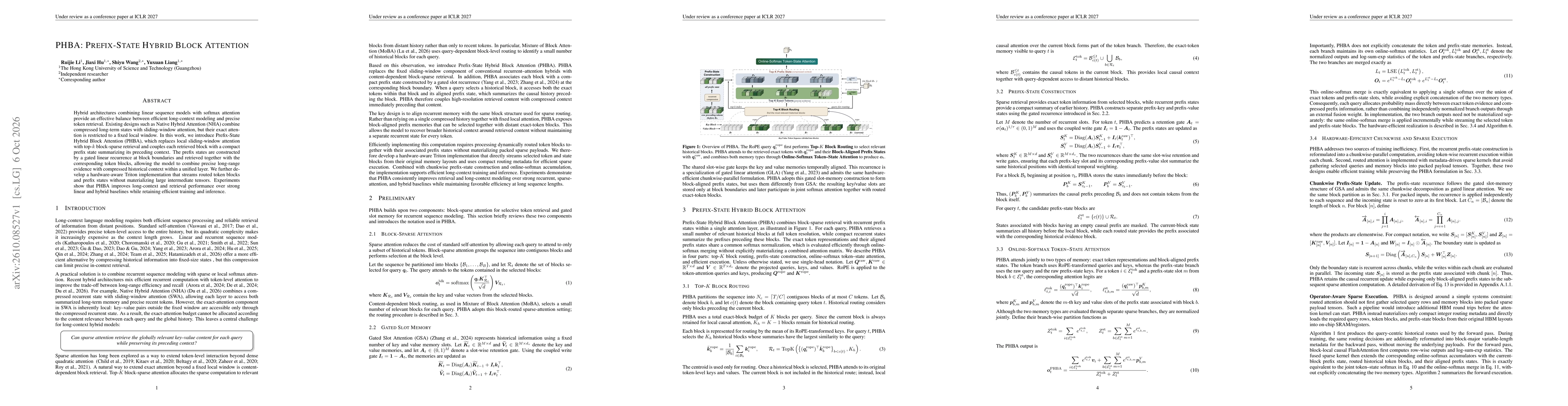 Thumbnail for PHBA: Prefix-State Hybrid Block Attention