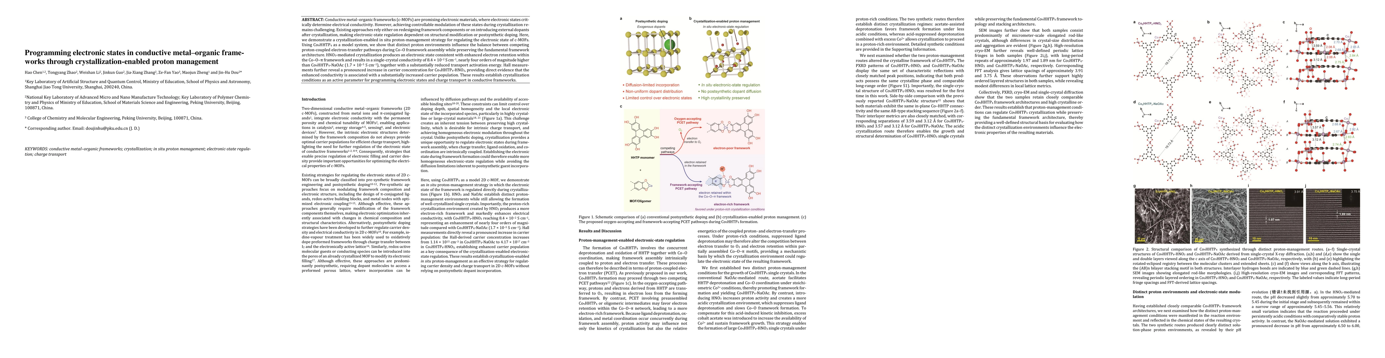 Thumbnail for Programming electronic states in conductive metal-organic frame-works through crystallization-enabled proton management