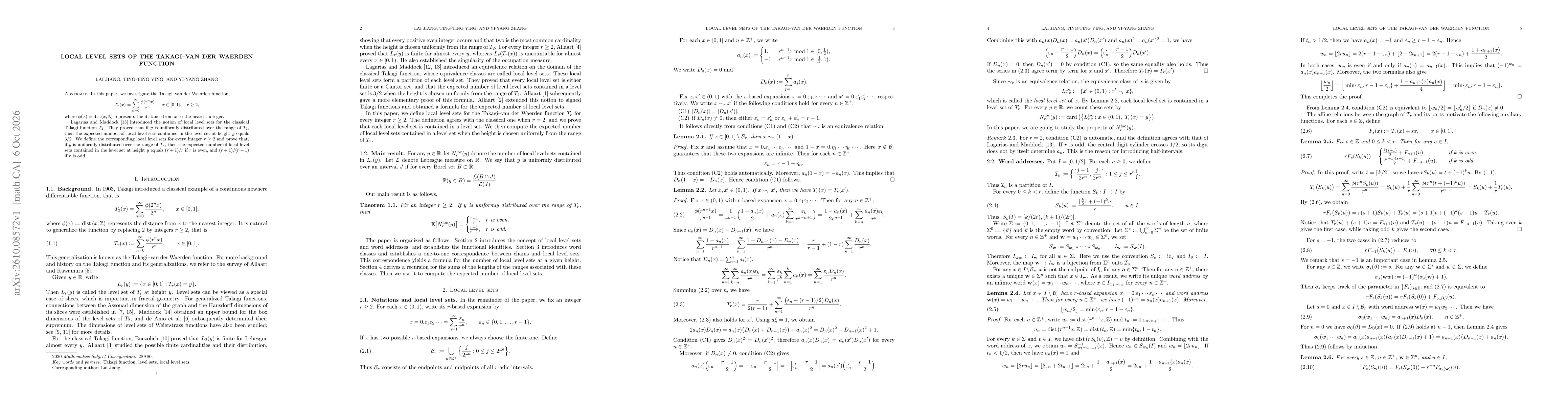 Thumbnail for Local level sets of the Takagi-van der Waerden function