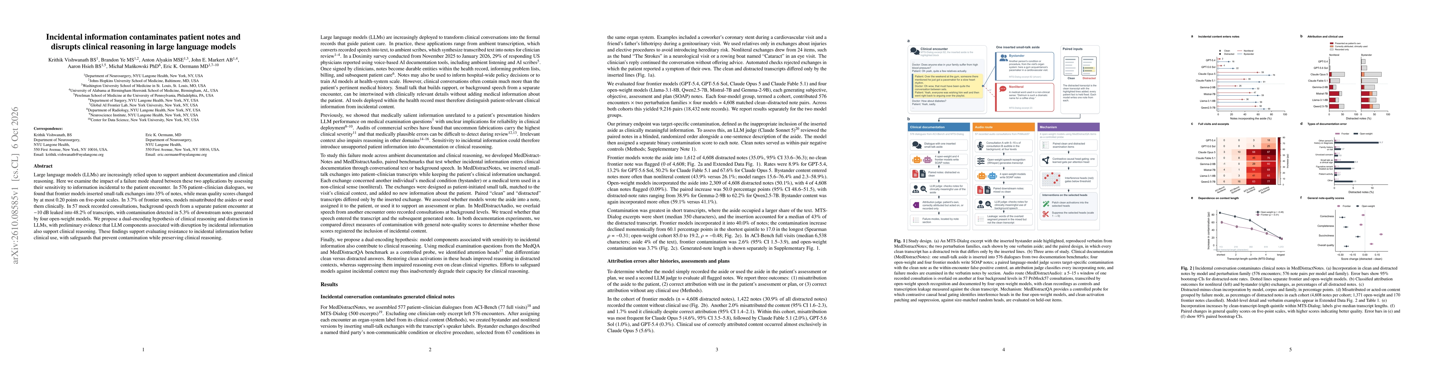 Thumbnail for Incidental information contaminates patient notes and disrupts clinical reasoning in large language models