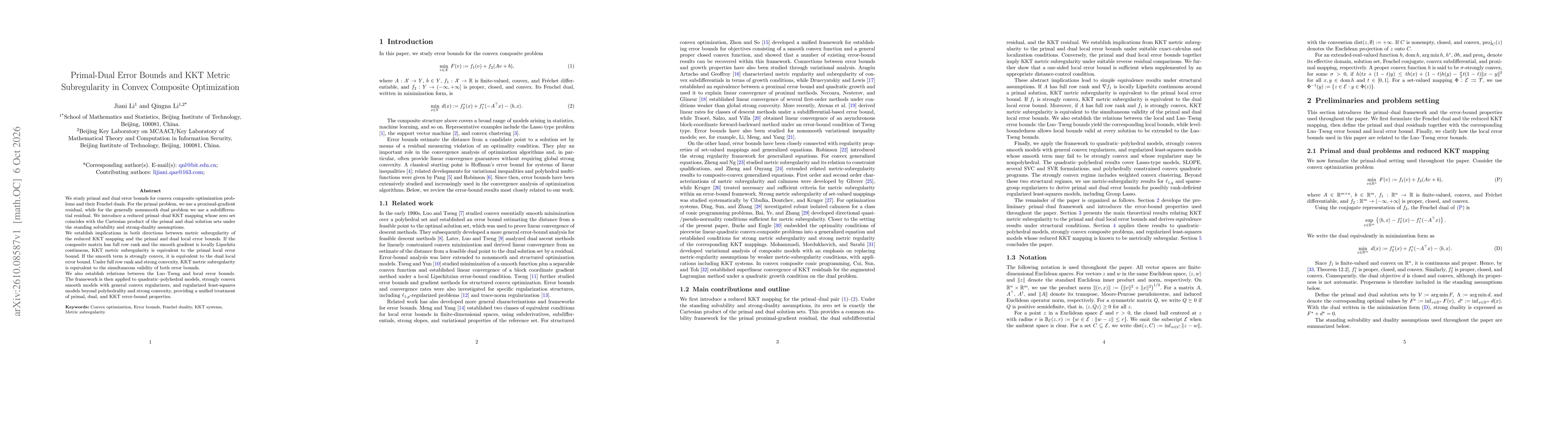 Thumbnail for Primal-Dual Error Bounds and KKT Metric Subregularity in Convex Composite Optimization