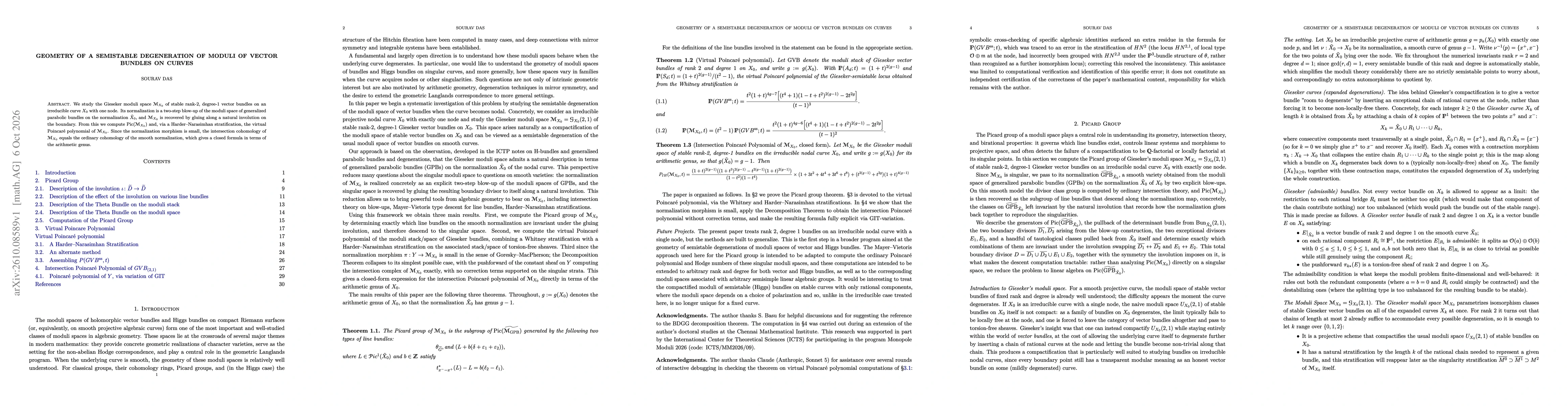 Thumbnail for Geometry of a semistable degeneration of moduli of vector bundles on curves