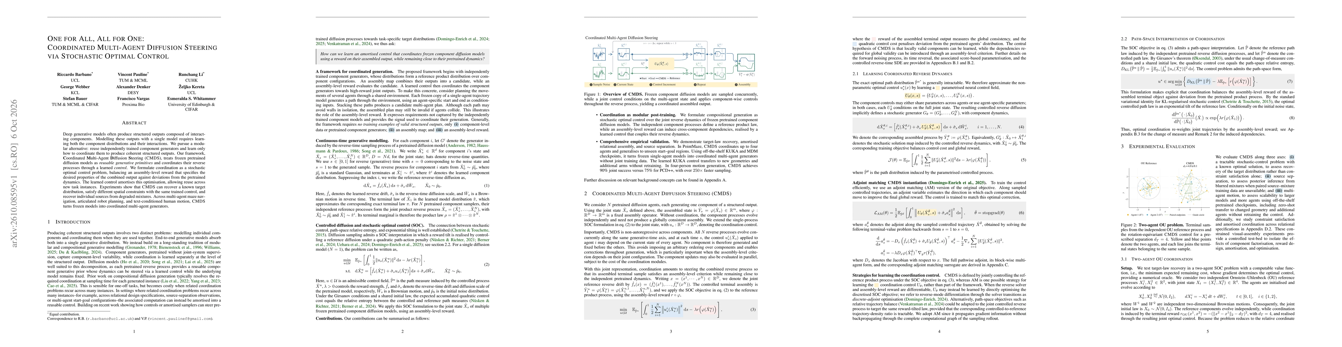 Thumbnail for One for All, All for One: Coordinated Multi-Agent Diffusion Steering via Stochastic Optimal Control