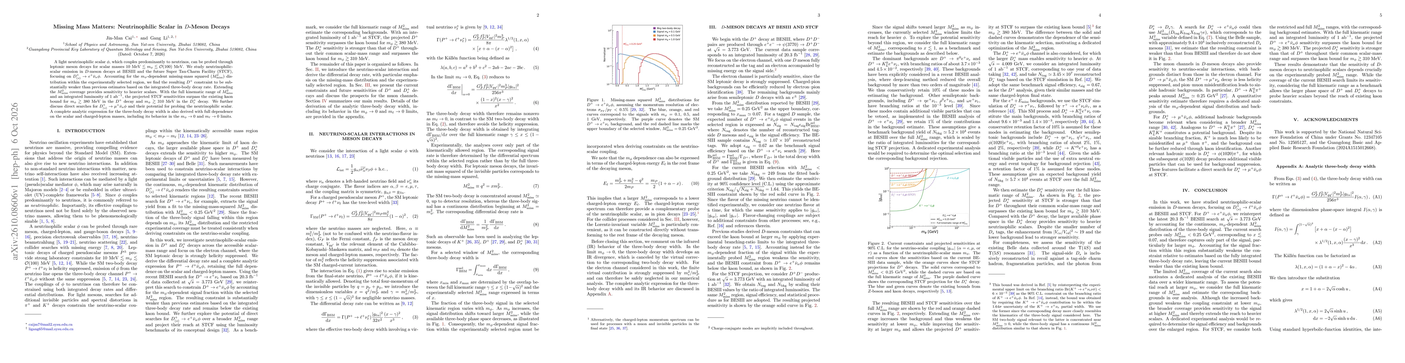Thumbnail for Missing Mass Matters: Neutrinophilic Scalar in $D$-Meson Decays