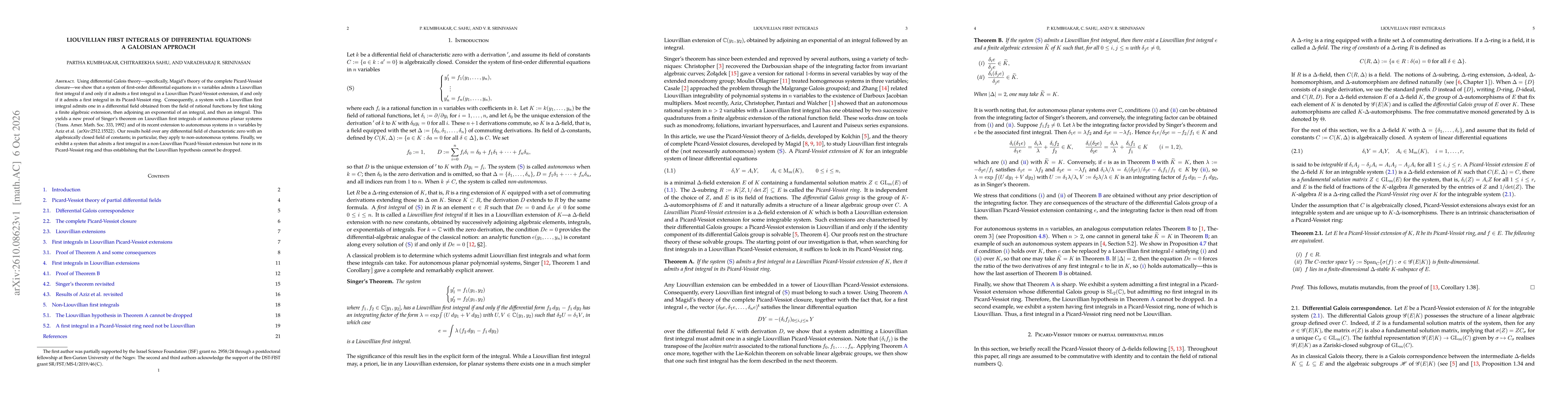 Thumbnail for Liouvillian first integrals of differential equations: A Galoisian approach
