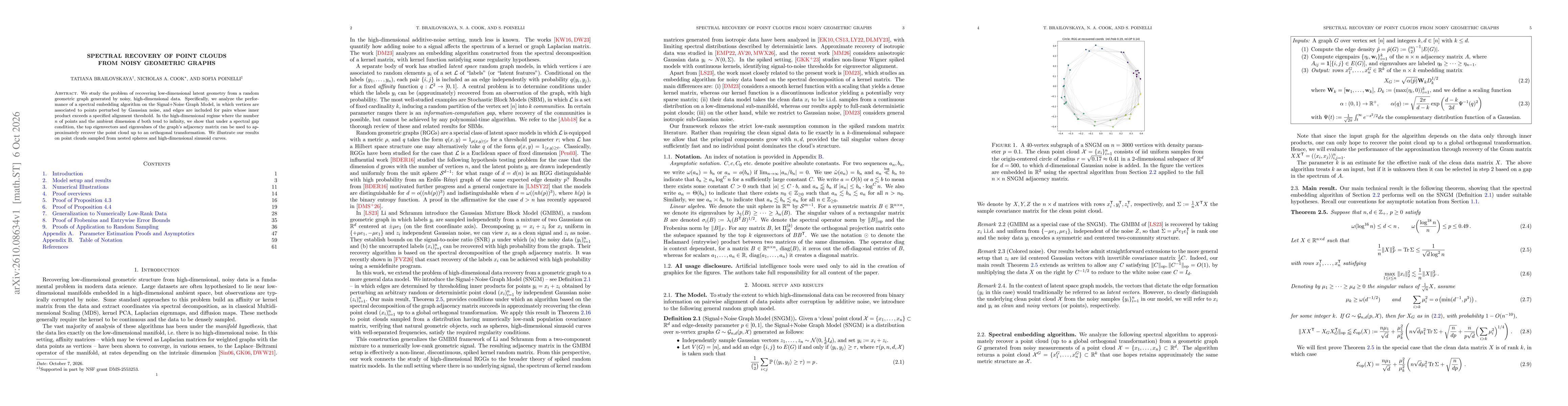 Thumbnail for Spectral Recovery of Point Clouds from Noisy Geometric Graphs
