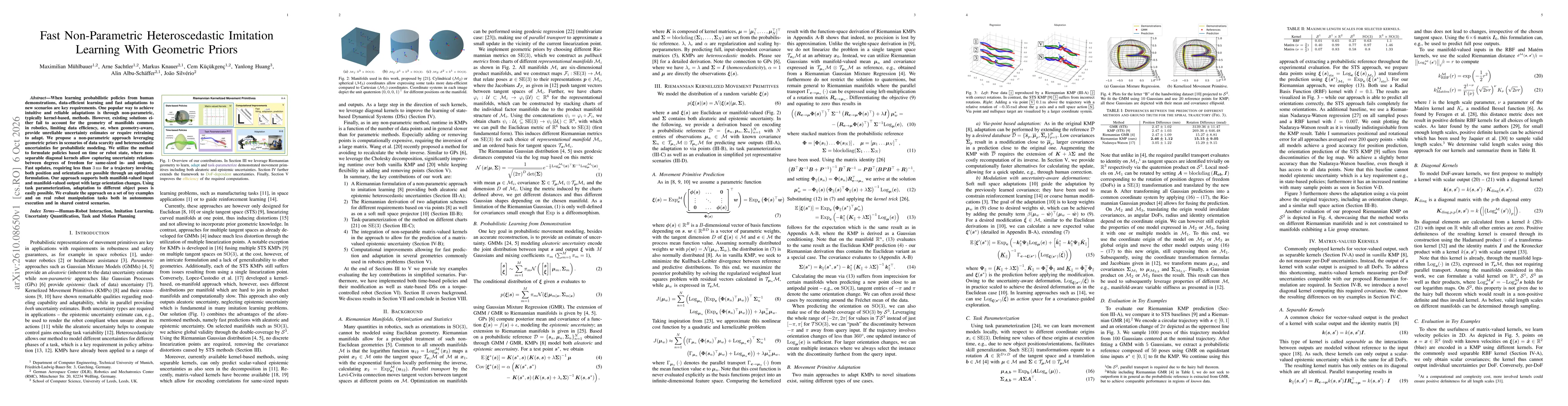 Thumbnail for Fast Non-Parametric Heteroscedastic Imitation Learning With Geometric Priors