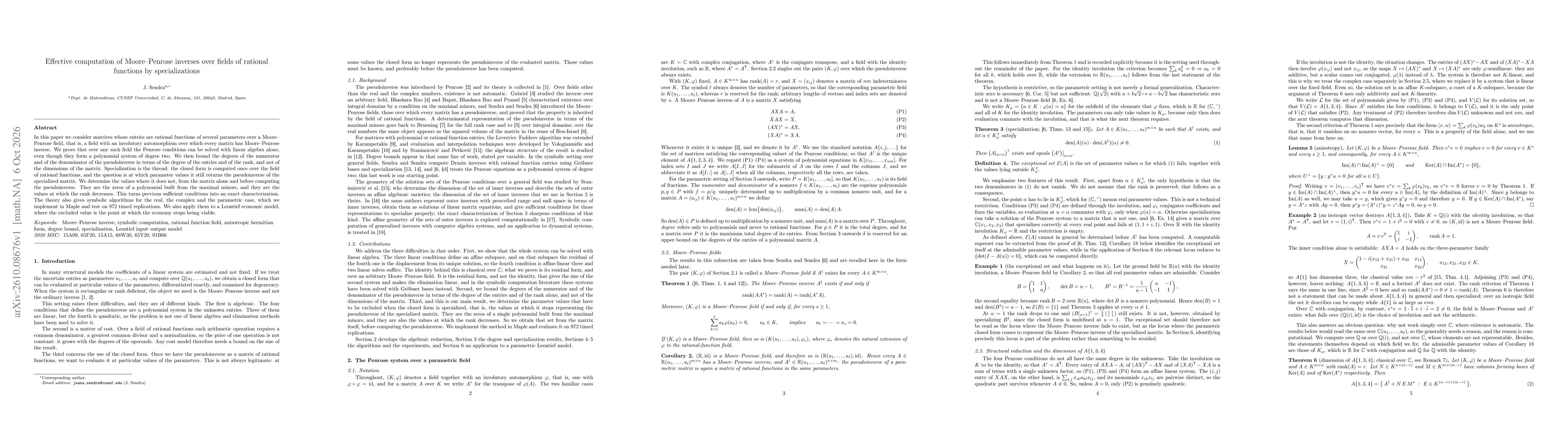 Thumbnail for Effective computation of Moore-Penrose inverses over fields of rational functions by specializations