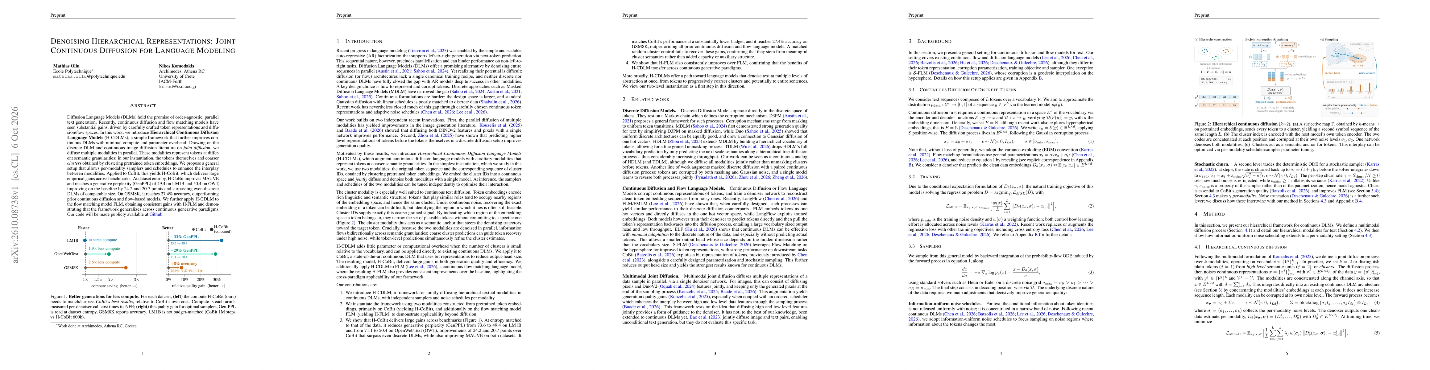 Thumbnail for Denoising Hierarchical Representations: Joint Continuous Diffusion for Language Modeling
